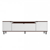 Manhattan Comfort 304AMC227 Mosholu 66.93 TV Stand with 3 Shelves in White and Nut Brown